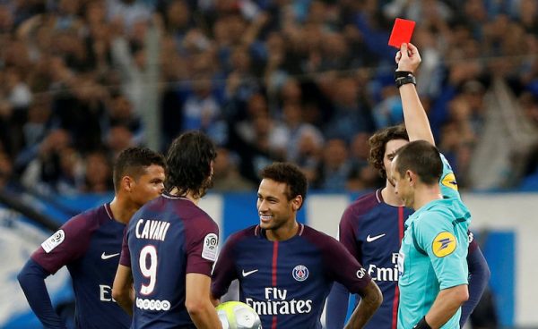 Neymar sent off in PSG with a red card