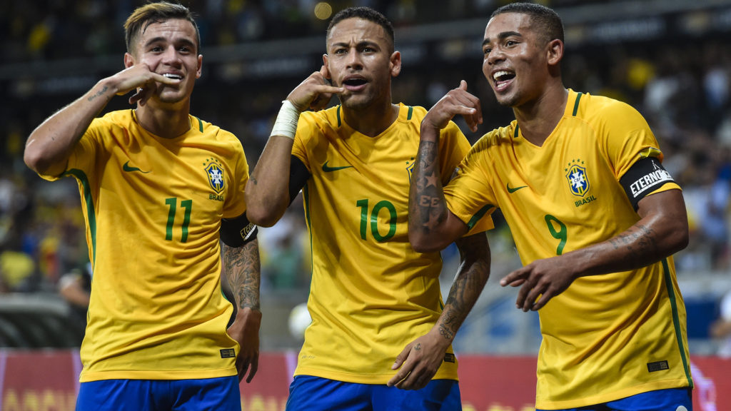 Coutinho, Neymar and Gabriel Jesus in Brazil in 2018