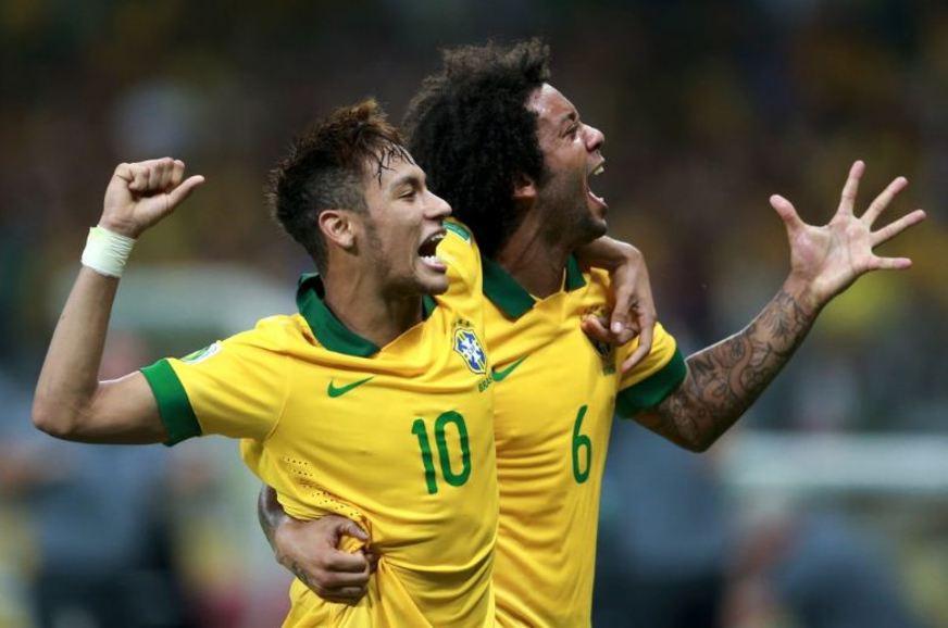 Neymar and Marcelo in Brazil