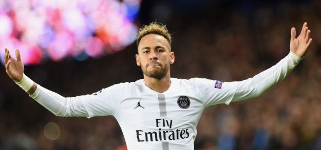 Neymar wearing PSG white shirt