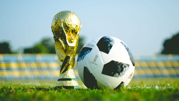 The FIFA World Cup trophy and ball