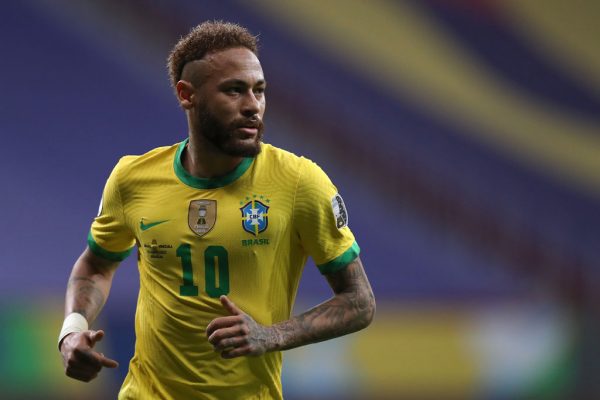 Neymar playing for the Brazil National Team
