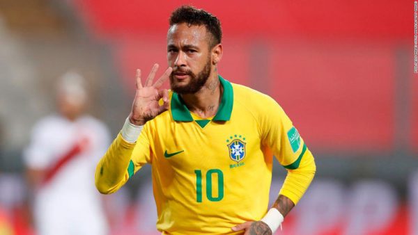 Neymar scoring for Brazil